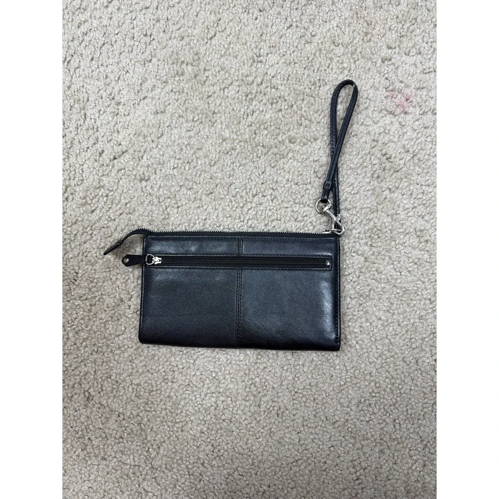 Coach Ashley Zip‎ Wristlet Wallet Black Leather